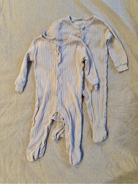 Organic Cotton Ribbed Light Pink Baby One-Piece Sleepers Burts Bees 6-9M